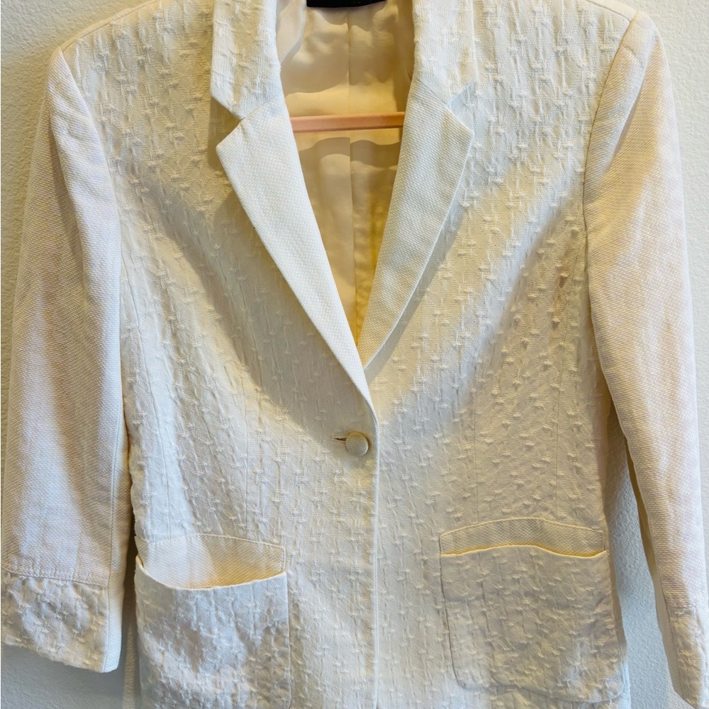 The Row Cream Textured Single-Button Blazer